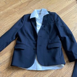 Boys Nordstrom brand navy suit (pants, jacket and long sleeve white button down)